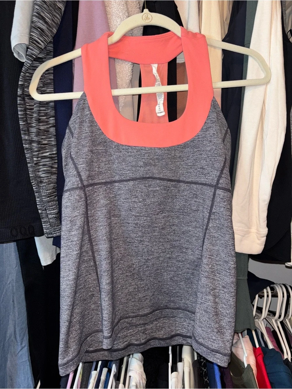Lululemon scoop neck Tank Top with Coral Neck Trim